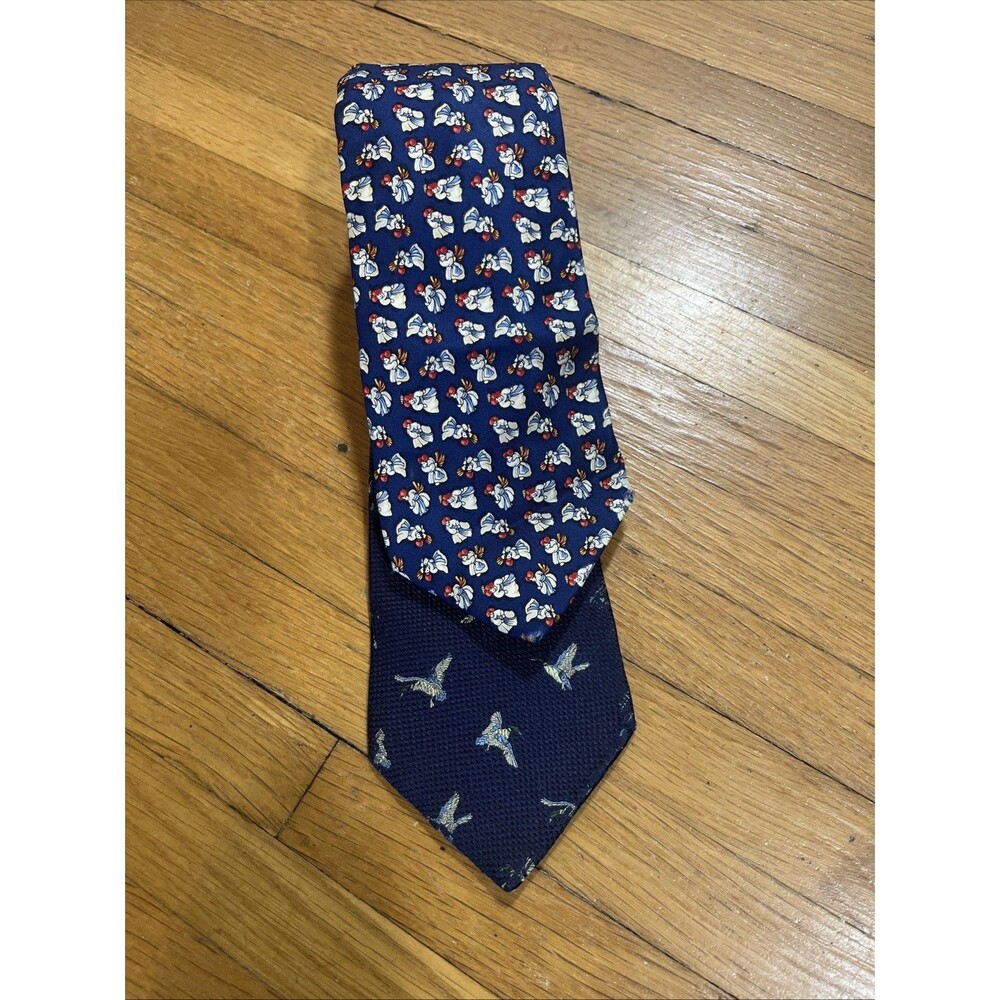 Pair of Salvatore Ferragamo Italian 100% Silk Ties Blue